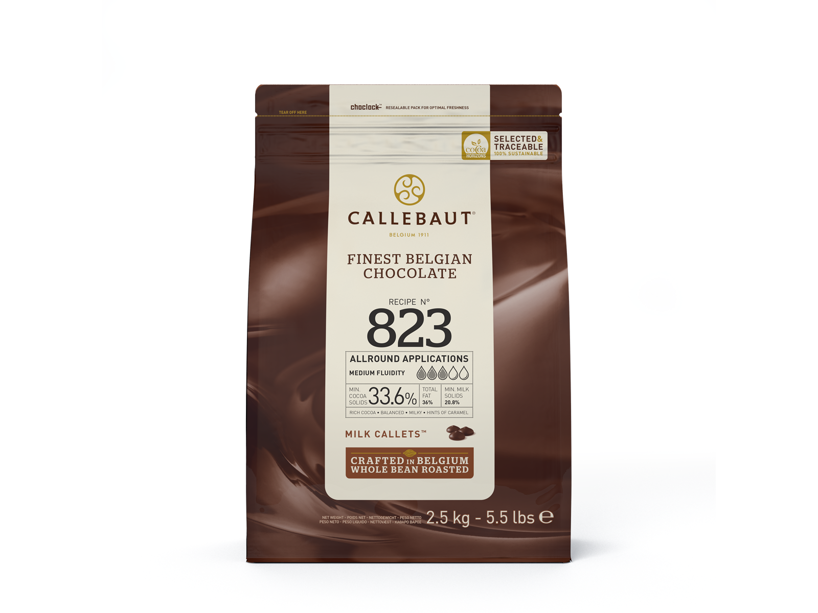 Callebaut čokolada Milk Callets 823 33,6% 2,5kg
