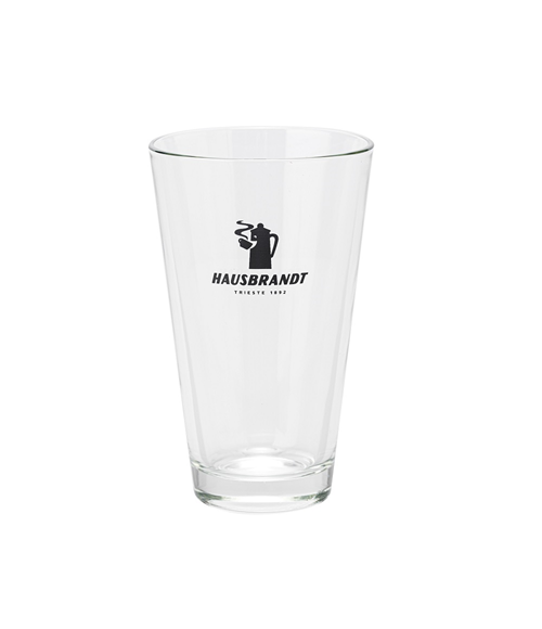 Hausbrandt staklene čaše za bijelu kavu s crnim logom 6/1